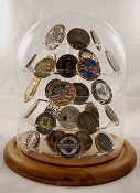challenge coin holder, Large Glass Dome Coin Display 76 Coins