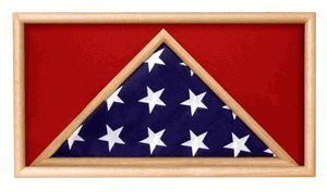 Oak 5 X 9.5 Flag Memorial Case - Rectangle - For casket Flag
