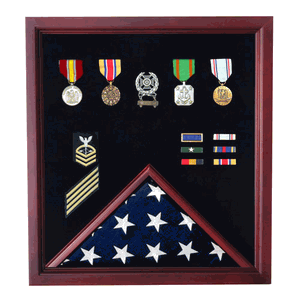 Retirement Cherry Medal and Flag Display