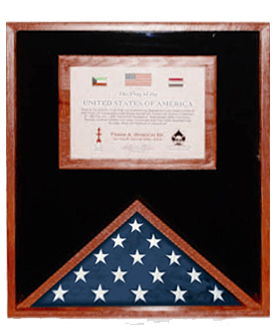 Oak 3 X 5 Flag Memorial Case with Document Holder