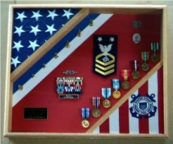 USCG Cutter Shadow Box, USCG flag and medal display frame