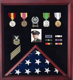 4 x 6 Flag Display Case Combination For Medals and Photos