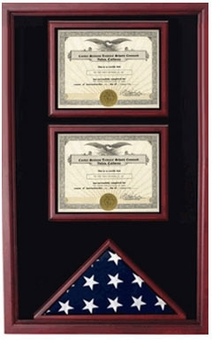 2 Awards and flag display case display Case