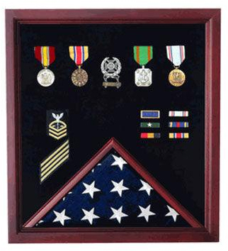 Military Flag and Medal Display Case - Shadow Box Veterans Made